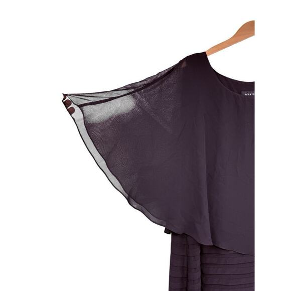 Scarlett Black Pleated Sheer Formal Evening Dress Blouson Chiffon Womens 20W - Picture 3 of 7